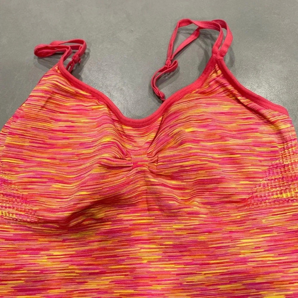 Jog Bra or Crop Orange Yellow Pink Stripes XS - Picture 1 of 3